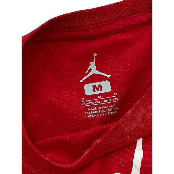 10-12 Year Youth Nike Air Jordan Long Sleeve Shirt Graphic Sleeves Red - Picture 5 of 5